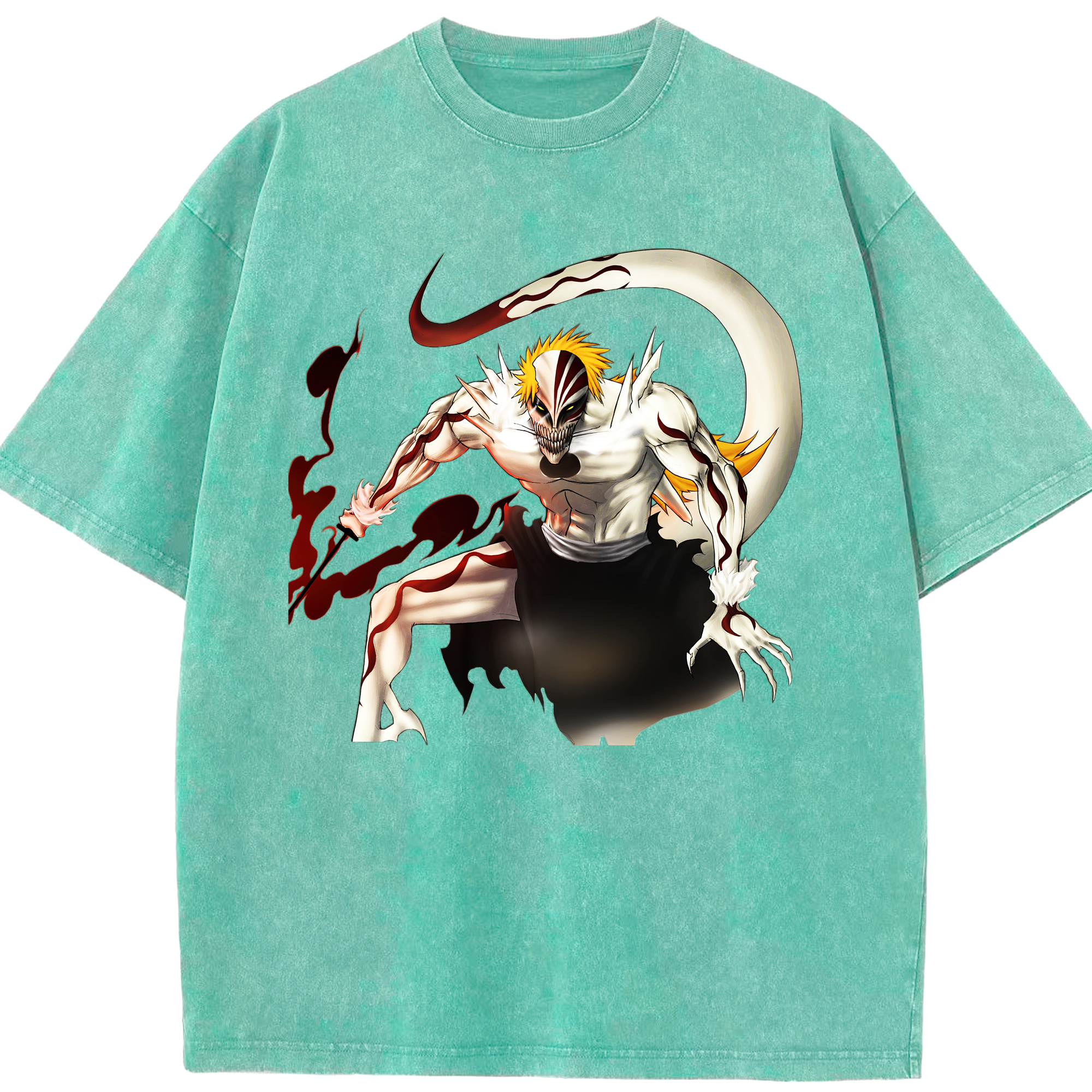 （画像用） ブリーチ 黒崎一護（くろさき いちご）BLEACH Kurosaki Ichigo 綿100% ヴィンテージ風 半袖Tシャツ（フロントプリント）